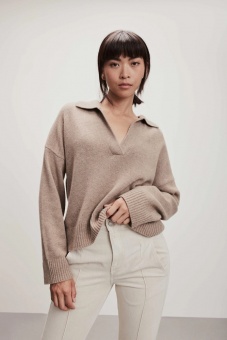Davida Tröja Chunky Open Collar Sweater